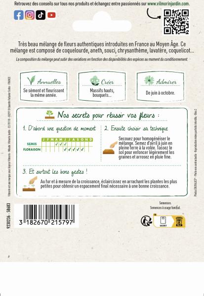 Mélanges de fleurs - Fleurs Oubliées - 10 m² - Mélange de fleurs - MEDIA_PACKAGING_VERSO